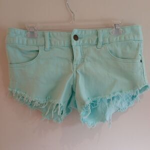 Billabong Laneway Jean Cutoff Shorts Juniors Size 5 Aqua Distressed Summer